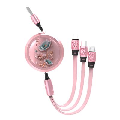 China Cute Cute Gift USB Cable For Promotion One Drag Three Data Cable for sale