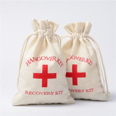 China Wholesale ANTISTATIC Hangover Kit Bags Cotton Muslin Drawstring Bag Jewelry Pouches First Aid Holder Bag for sale