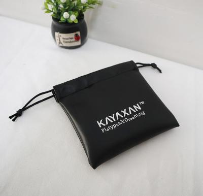 China Custom Recyclable High Quality Leather Waist Drawstring Jewelry Bag With Printed Logo for sale