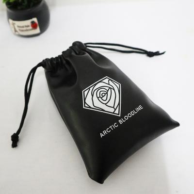 China Durable Custom PU Leather Wristlet Drawstring Pouch Small Size Bag for sale