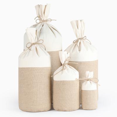 China ANTISTATIC Natural Burlap Hessia Gift Wine Bags Wedding Party Favor Pouch Cotton Jute Gift Packaging Bags for sale