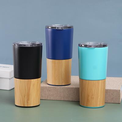 China Hot Selling Mikenda New Products Car Tumbler Cups Double Wall Stainless Steel Mug With Bamboo for sale