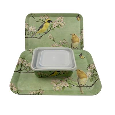 China Mikenda OEM Disposable Bamboo Fiber Box Dish Set Design Green Degradable Customized Size for sale