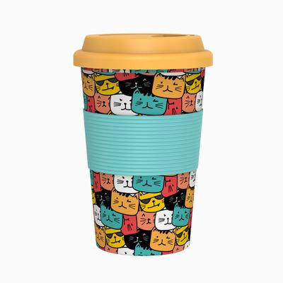 China Mikenda Bamboo Coffee Mug Drinking Economically Friendly Environmental Cheap Fiber Cup Travel Mug With Sleeve&lid for sale