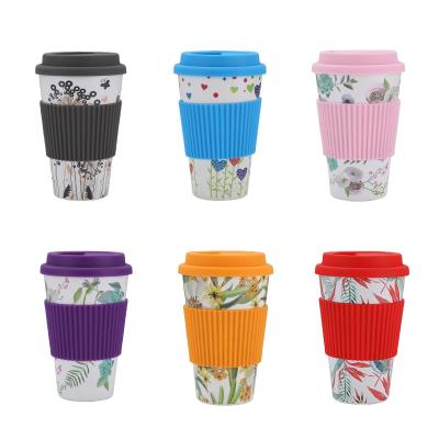 China 2021 New Design Reusable Coffee Mikenda Bamboo Fiber Eco Friendly Bamboo Coffee Cup With Silicone Lid for sale