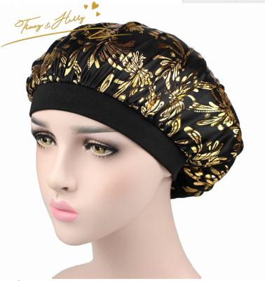 China DecorateÂ   Herry New Style Border Pattern Color Tracy and Tin Hair Protective Cover Instant Bright Wide Chemo Cap Turban Night Cap for sale