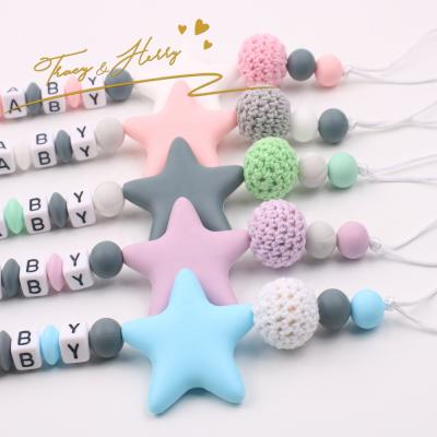 China BPA Free Tracy&Herry Maternal And Explosive Baby Products Pacifier Chain Silicone Pacifier Chain Amazon Star Pentagon Anti-Drop Chain for sale