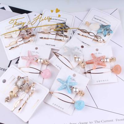 China Wholesale Hair Accessories Women Tracy&Herry Hair Accessories Star Fish Shell Set Rhinestone Hairpin Women Hair Accessories Women Hair Clips for sale