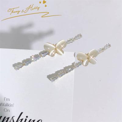 China Fashion Tracy and Herry Wholesale Exquisite Hair Clips Ladies Hair Accessories Opal Butterfly Hairpin Fancy Rhinestone for sale