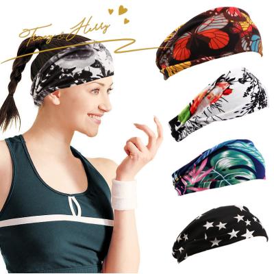 China Fashion Tracy and Herry Amazone Popular Hair Accessories Ladies Cloth Headband Floral Print Yoga Fitness Hair Elastic Band for sale