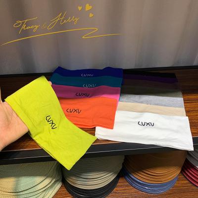 China Fashion Tracy and Herry multicolor cotton hair accessories for ladies letter embroidery elastic head band for women sports yoga fitness for sale