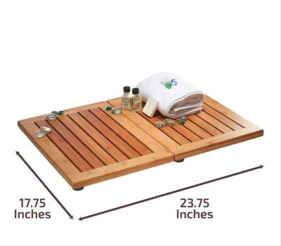 China Sustainable Bamboo Bathroom Floor Mat - Foldable Non-Slip Shower Floor Mat & Mat - Folds For Easy Storage for sale