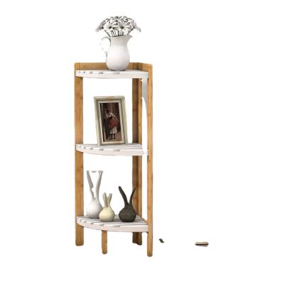 China Sustainable Bamboo Corner Shelf Rack Corner Rack For Corner Display Stands And Storage In Bathroom for sale