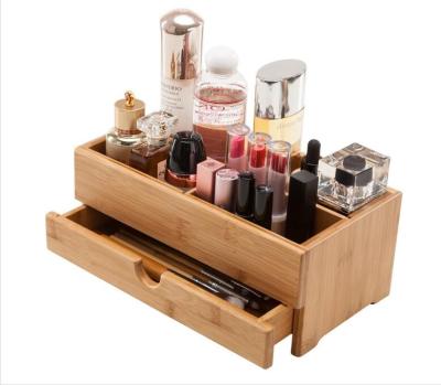 China Sustainable Bamboo Desk Organizer Make Up Drawer Organizer Jewelry Skin Care Organizer Box for sale