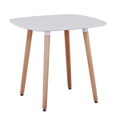 China PANEL Dining Table White with Natural Wood Legs for Dining Room Furniture , Square for sale