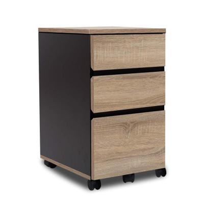 China PANEL Wood Storage Cabinet With Wheel Casters With Three Drawers Under Office Cabinet Storage for sale