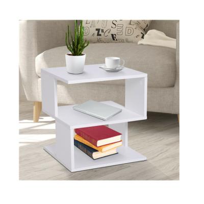 China Wooden Modern Modern Cafe Square 2 Tier Table Storage Shelf Rack Side Living Room for sale