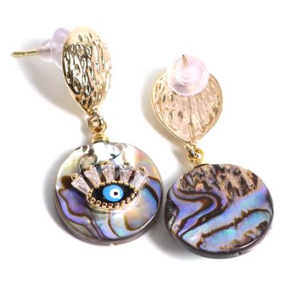 China Natural Shell Stud Earring Jewelry Conch Shell Evil Eye Cowrie Crystal Zircon Earrings Big Geometric FASHIONABLE Single Earring Drop Earring for sale