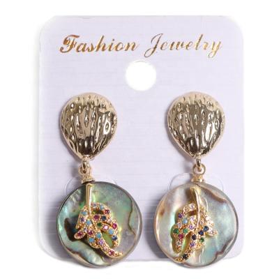 China Hot Selling FASHIONABLE Abalone Shell Earrings Fashion Leaf Natural Shell Stud Drop Earring For Girls for sale