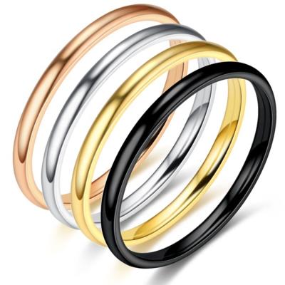 China TRENDY Simple Ring High Polished Minimalist Jewelry 2mm Titanium Stainless Steel Hollow Gold Ring 4mm Wide Style For Women for sale