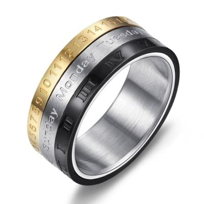 China FASHIONABLE European and American Style 3 Ring Rotating Men's Stainless Steel Ring for sale