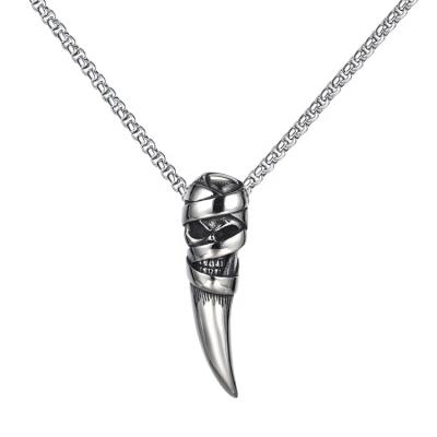 China Fashion Jewelry Mens Stainless Steel Wolf Tooth Pendants Necklace Skull Punk Necklace for sale