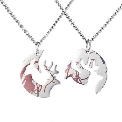 China Cute Fox Deer Shape Pendants Friendship Necklace Fashion Cute Animal Necklace For Best Friend for sale