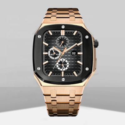 China Watch Case For Apple Iwatch 4.5.6 Series Rose Gold Black Mixed Color Stainless Steel 44mm Luxury Brand Replace Watch Case For Apple Smart Series 4/5/6 Iwatch SE for sale