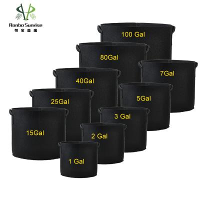 China Ronbo Vegetable/Flower/Tree Planting Sunrise Fabric Grow Bags Durable Planter Grow Bag 1 3 5 7 15 20 30 40 50 65 75 100 125 Gallon Nursery Grow Bag for sale