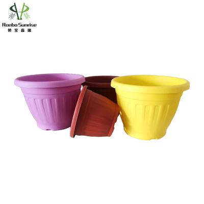 China Factory Price Durable Material Ronbo Sunrise Round Colorful Garden Plastic Plant Pots for sale