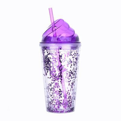 China Viable Custom High Quality Plastic Cup With Straw Mug Hot Sale Ice Cream Straw Cup Light And Portable for sale