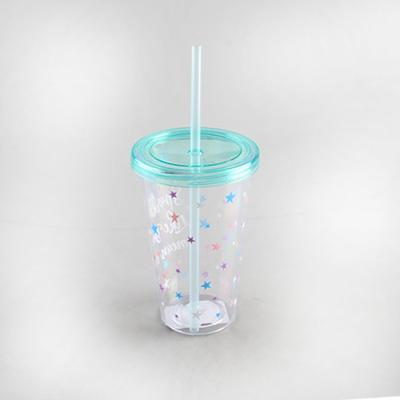 China Promotional Good Quality Cute Cup Viable Plastic Cup With Straw Cup Color Customization Children&'s for sale