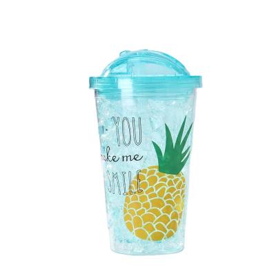 China Wholesale 450ml Sustainable Portable Bpa Free Wall Freezer Double Plastic Eco - Friendly Cup for sale