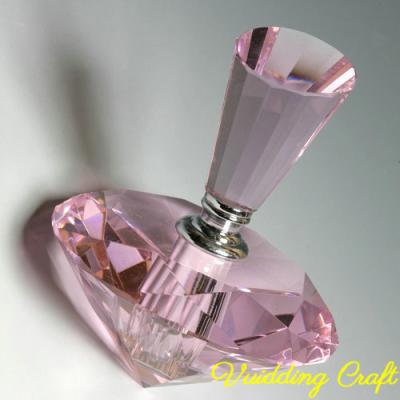 China Europe Luxury Pink Faceted Crystal Diamond Perfume Bottle For Engaged Gifts for sale