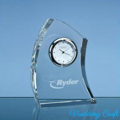 China Europe Curved Set Of Crystal Clock For Office Irregular Shaped Clear Space Table for sale