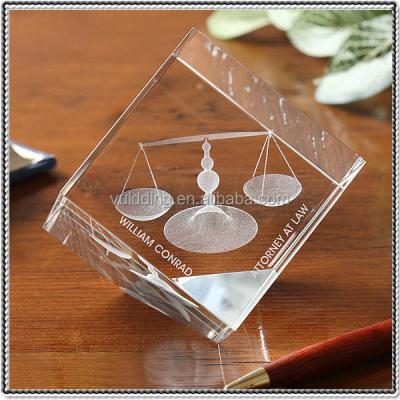 China Europe Laser Crystal For Gifts Slant Cube Avocado Paperweight for sale