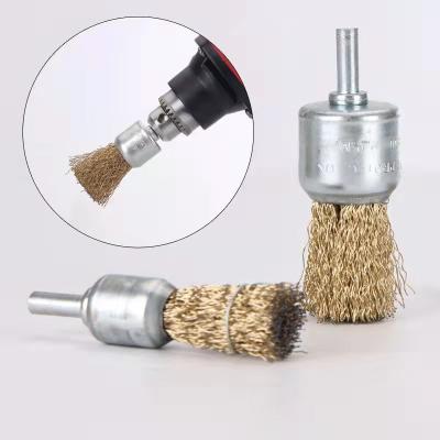 China Pen Shape Brush 4 inch round antique steel wire abrasive brush for derusting and scrubbing surfaces for sale