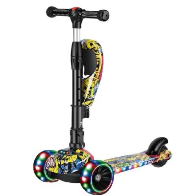 China Kid Children's Graffiti Scooter 3 in 1 Balance Kick Scooter with Music for Kids Flash Folding Kids Bike Ride Toys for sale