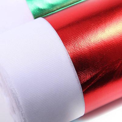 China Metallic Bright Red Foil Print Fabric Textile 100Polyester Fabric For Costumes Cloth Stage Party Dance Bikini Dress for sale