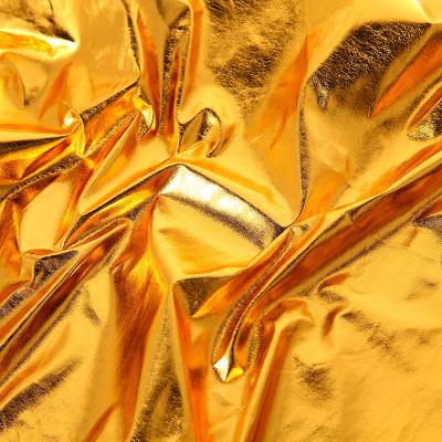 China Metallic Gold Silver 100Polyester Printing Fabric Metallic Classic Foil Print Fabric For Evening Dance Stage Bikini Swimwear for sale