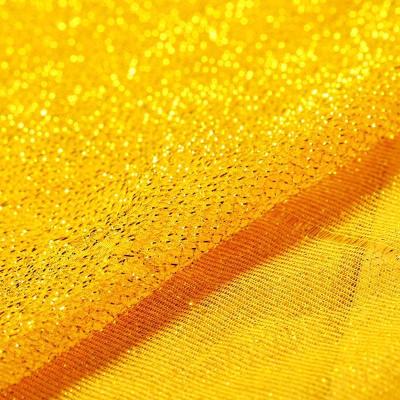 China Designer Yellow Metallic Thread Fabric Woven Polyester 90 10 Other Lurex Stretch For Causal Stage Show Party Dress for sale