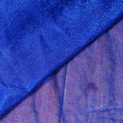 China Luxury Blue Metallic Lurex Evening Dress Yarn Fabric 90 Woven Polyester 10 Other Bright For Stage Show for sale