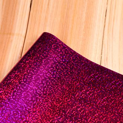 China Metallic Red Violet 90Polyester 10Spandex Laser Glitter Fabric For Evening Bridal Stage Wedding Dresses for sale