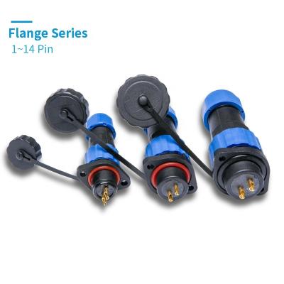 China Waterproof Cable Connectors 4/5/6/7/9/10 LED Screen Connector Flange IP68 SP/SD/13/16/20 Panel Mount 2/3/Plug & Socket/Male&Female for sale