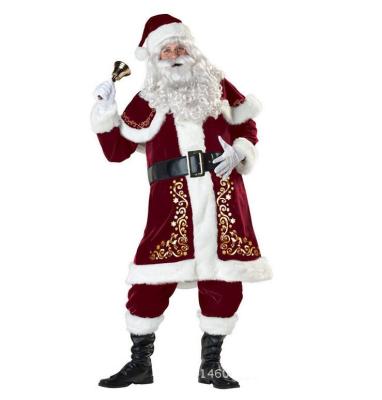 China Xmas Christmas Uniform Set Cosplay Santa Claus Fancy Dress Costume Suit Plush Father Adult Men Suits for sale