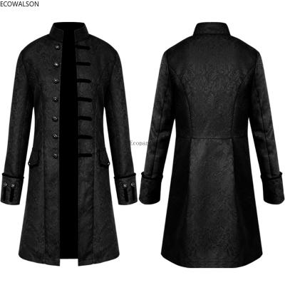 China Brocade Long Sleeve Steampunk Trim Velvet Jacket Vintage Men's Uniform Coat Regular Gothic Jacket Dress for sale