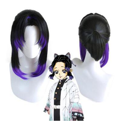 China Synthetic Anime Demon Slayer Kimetsu No Yaiba Kochou Shinobu Hair Wigs Cosplay Costume Women + Heat Resistant Synthetic Wig Cap for sale