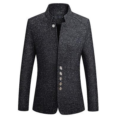 China Breathable Blazer Men Spring New Chinese Style Business Casual Dress Stand Collar Male Blazer Slim Fit Men's Blazer Jacket Size M-5XL for sale