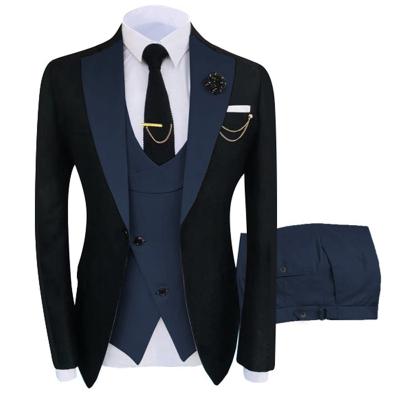 China New Luxury Men's Stage Suits New Home Popular Clothing Party Suit Regular Fit Groomsmen Tuxedo 3 Pieces Set Jacket+Trousers+Vest for sale