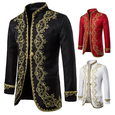 China European Anti-wrinkle men's gold inlaid dress, court dress, photographic studio dress, black and white opera stage performance dress XZ59 for sale